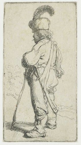 Polander leaning on a stick by Rembrandt van Rijn