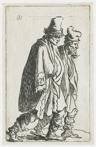 Twee zwervers, naar rechts gewend by anonymous