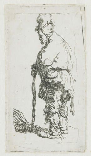 Beggar leaning on a stick by Rembrandt van Rijn