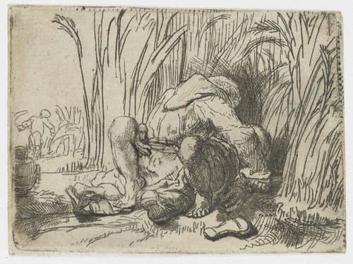 Het monnikje in het koren by Rembrandt van Rijn