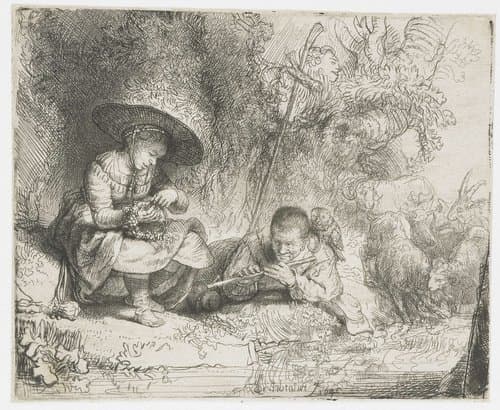The flute player by Rembrandt van Rijn