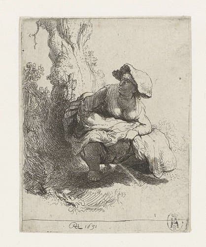 A Woman Making Water by Rembrandt van Rijn