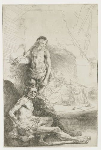 Het rolwagentje by Rembrandt van Rijn