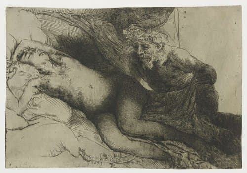 Jupiter and Antiope: the larger plate by Rembrandt van Rijn