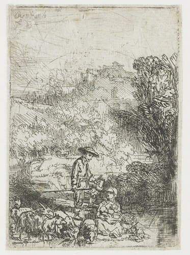 The shepherd and his family by Rembrandt van Rijn