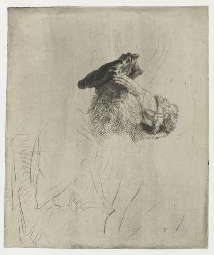 Old man shading his eyes with his hand by Rembrandt van Rijn