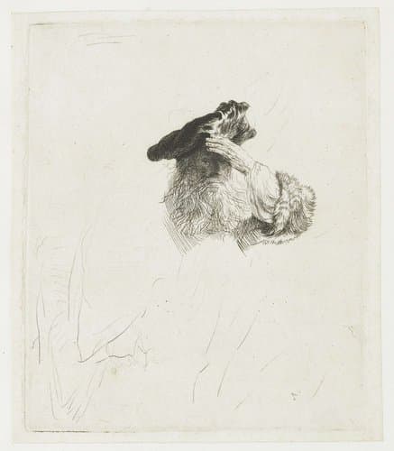Old man shading his eyes with his hand by Rembrandt van Rijn