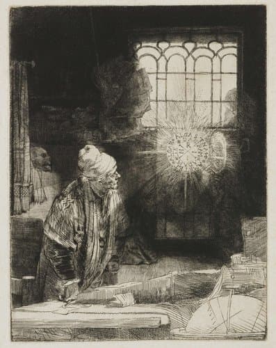Een geleerde in zijn werkkamer by Rembrandt van Rijn