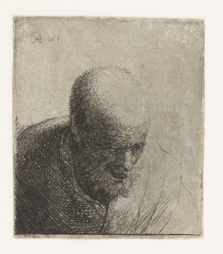Bald man with open mouth by Rembrandt van Rijn