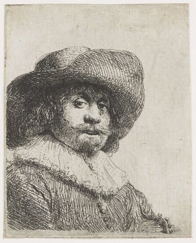 Man in a broad-brimmed hat by Rembrandt van Rijn