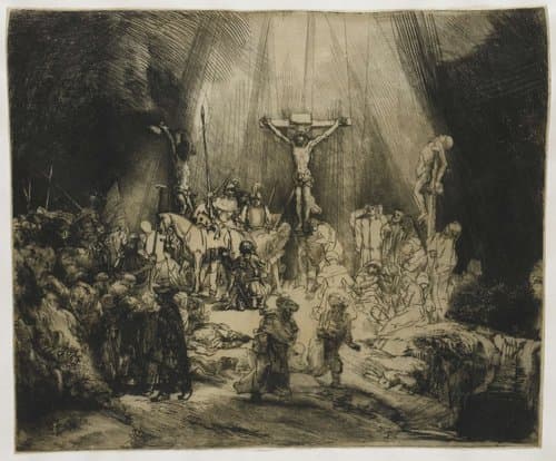 Christ Crucified between the two Thieves: 'The Three Crosses' by Rembrandt van Rijn