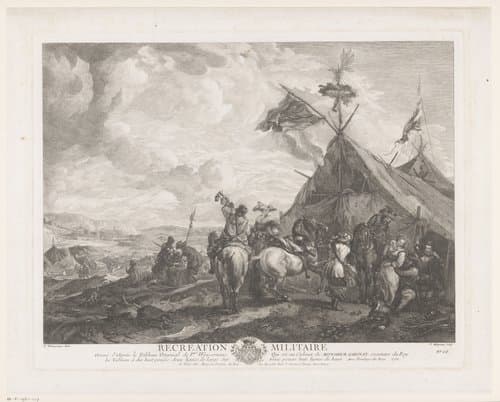 Ruiters bij een soldatenkamp by Jean Moyreau