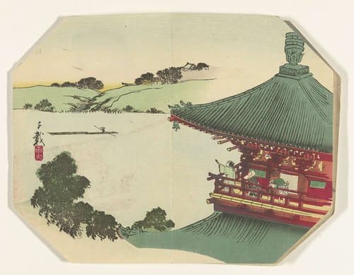 Uitzicht vanaf een pagode by Shibata Shinsai