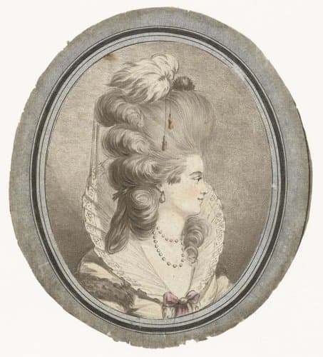 Buste van een vrouw met hoge pruik by Jean-Augustin Léveillé