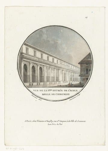 Vue de la 1ere entrée de l'Ecole royale de Chirurgie by Jean François Janinet