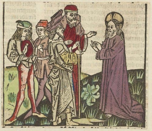 Christus in gesprek met Nicodemus by Meester van Antwerpen (I)