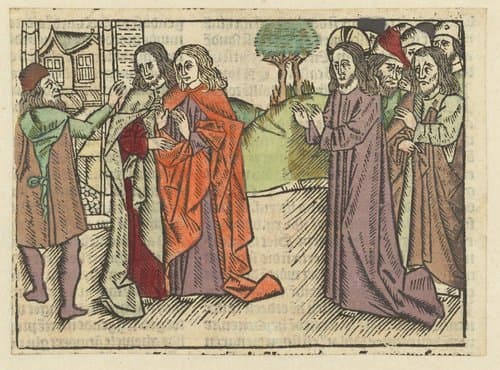 Een Samaritaan weigert Christus te ontvangen by Meester van Antwerpen (I)