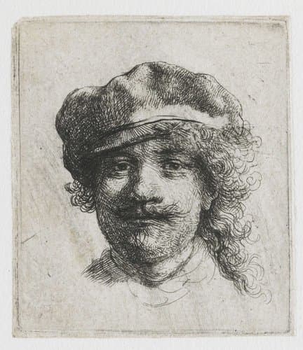 Zelfportret met baret by Rembrandt van Rijn