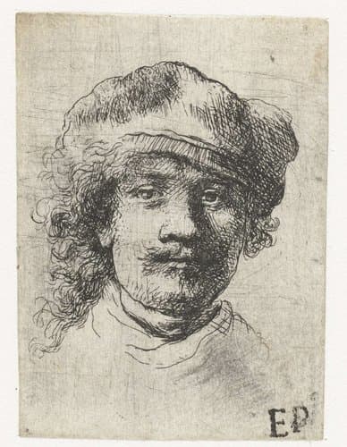 Self-portrait wearing a soft cap: full face, head only by Ignace-Joseph de Claussin