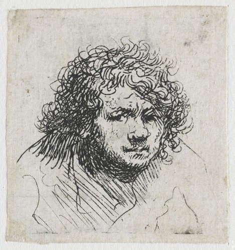 Self-portrait leaning forward: bust by Rembrandt van Rijn