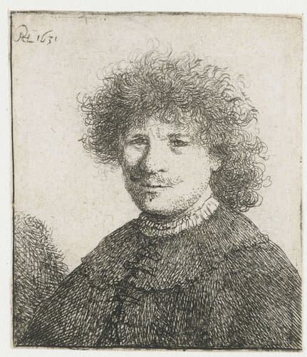 Zelfportret in mantel met platte kraag: buste by Rembrandt van Rijn
