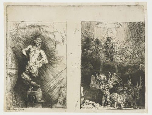 Two illustrations to Menasseh Ben Israel's 'Piedra Gloriosa' by Rembrandt van Rijn