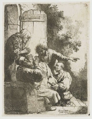 Jozefs mantel wordt aan Jakob getoond by Rembrandt van Rijn