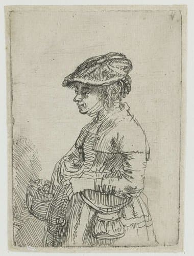 Meisje met een mand by Rembrandt van Rijn