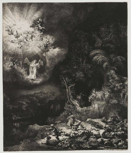 De verkondiging aan de herders by Rembrandt van Rijn