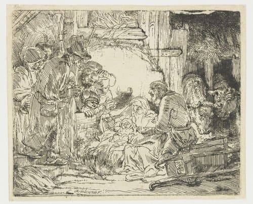 The adoration of the shepherds: with the lamp by Rembrandt van Rijn