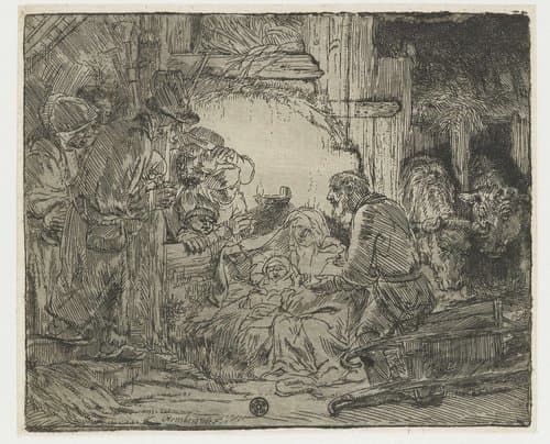 The adoration of the shepherds: with the lamp by Rembrandt van Rijn