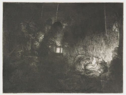 The adoration of the shepherds: a night piece by Rembrandt van Rijn