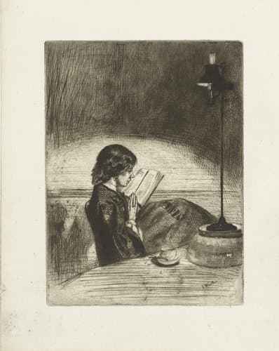 Portret van Deborah Delano lezend by James Abbott McNeill Whistler