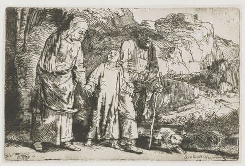 Christus keert terug uit de tempel met zijn ouders by Rembrandt van Rijn