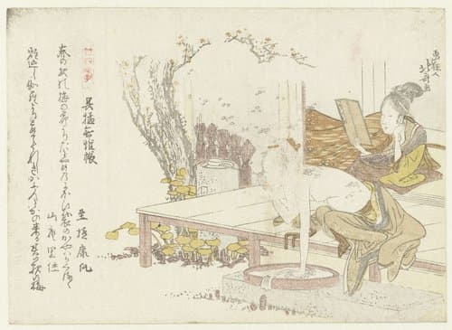 Twee vrouwen als Gomô en Kijichô by Katsushika Hokusai
