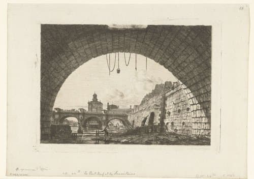 Le Pont Neuf et la Samaritaine de dessous la première arche du Pont au Change by Charles Meryon