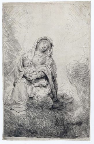 The Virgin and Child in the clouds by Rembrandt van Rijn