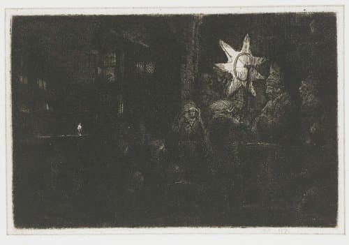 Driekoningen: een nachtstuk by Rembrandt van Rijn