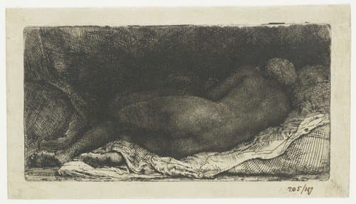 Liggend vrouwelijk naakt by Rembrandt van Rijn