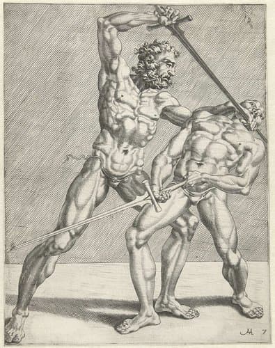 Zwaardvechters by Cornelis Bos