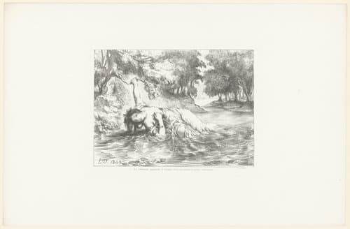 Dood van Ophelia by Eugène Delacroix