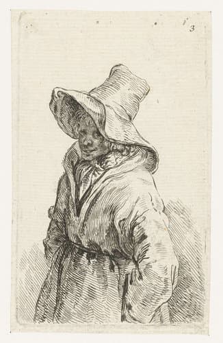 Vrouw met een grote hoed by François Boucher