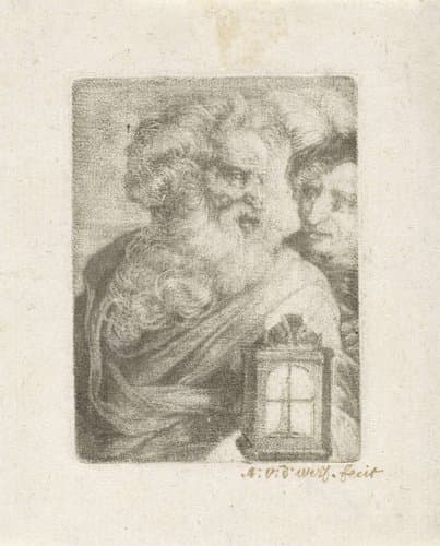 Diogenes met de lantaarn by Adriaen van der Werff