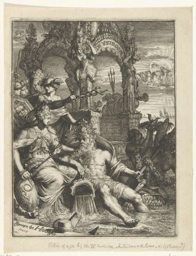 Titelprent van De Ystroom (1671) van Antonides van der Goes by Romeyn de Hooghe