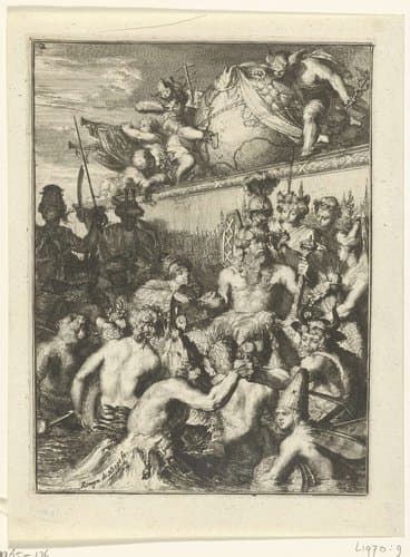 Titelprent van Boek 2 van De Ystroom (1671) van Antonides van der Goes by Romeyn de Hooghe