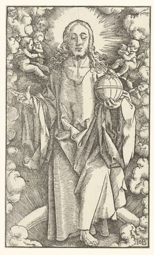 Staande Christus met rijksappel maakt zegenend gebaar by Hans Baldung Grien