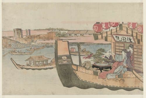 Varen op de rivier de Sumida by Katsushika Hokusai