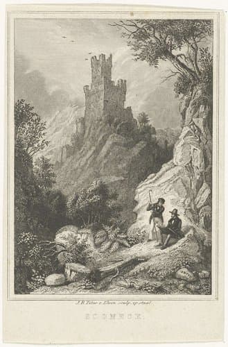 Landschap met burcht Sooneck by Jan Baptist Tetar van Elven