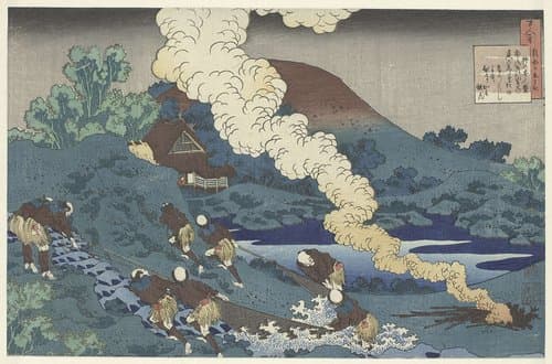 Gedichten door elk van de 100 dichters, uitgelegd door de voedster. by Katsushika Hokusai