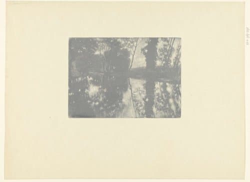 Landschap met bomen aan waterkant